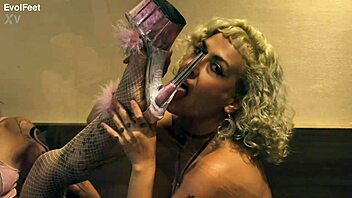 Who's up for some blonde milf bondage and foot worship with choking and deepthroat fun