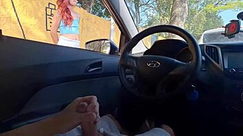 Risky Public Handjob For Naughty College Redhead In Miniskirt On Street