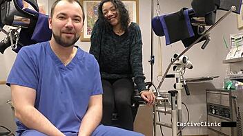 In a dark room yasmine woods screams while blindfolded and handcuffed in latex gloves