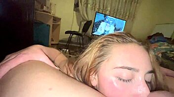 Super messy sloppy blowjob with puke contrasts the cute domination