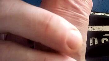 The man gently strokes his cock until reaching cum release