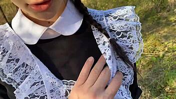 Hey, I had this crazy adventure with a skinny brunette hottie in the bushes for the first time.