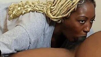 ebony couple dives into deepthroat blowjob with wet face fucking in homemade video