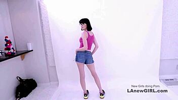 Beautiful brunette teen gets seduced by producer during modeling audition with cum swallow in pov