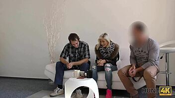 In a bold move for their dream wedding, young Czech bride Ria Sunn agrees to public pov sex for cash with a stranger outdoors.