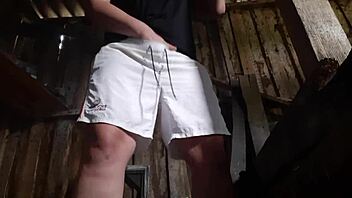 Village girl masturbates in barn