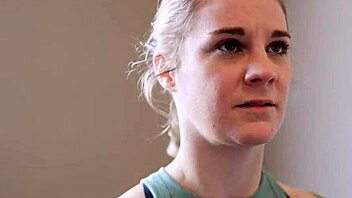 Intense lesbian pussy licking and kissing during gym workout