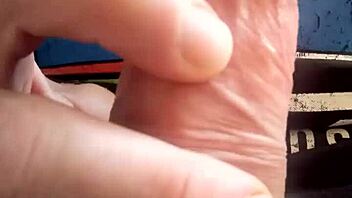 The man gently strokes his cock until reaching cum release