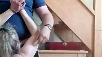 Why does this French housewife turn into a chained submissive whore for public humiliation with ice play, handcuffs, dirty talk, and outdoor blowjob in bondage session?