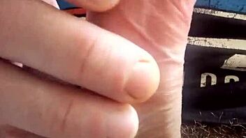 The man gently strokes his cock until reaching cum release