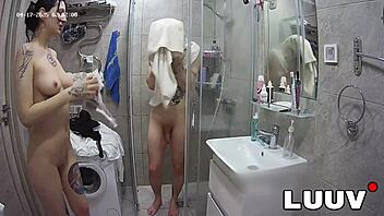 i caught tattooed alice joining her boyfriend in the shower on webcam