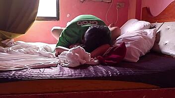 Amateur asian woman bent over in hotel for doggystyle blowjob leading to intense creampie orgasm.