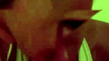 Blonde milf in bikini and glasses drains cock with sloppy blowjob