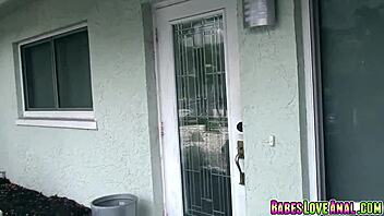 In a casual scene, renee roulette bends over for some intense anal action with toys.