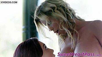 Busty lesbian milf dives tongue deep into young tasty wet pussy for intense pleasure.