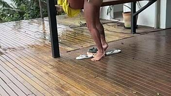 narrative shameless young wife records homemade fucking on the porch with her partner