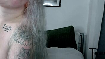 Tatted BBW Bambi Beauty engages in passionate encounter with older partners.