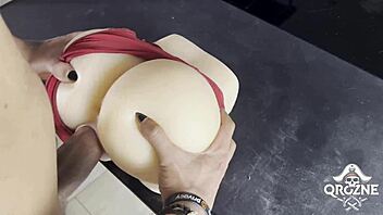 Brazilian Backstage Test with Realistic Sex Doll Toy