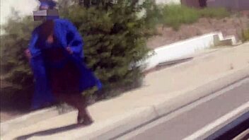 hey, that class hoe just graduated and she's celebrating with some wild outdoor action