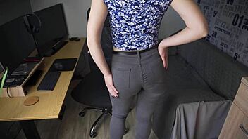 Amateur Milf Teases Big Ass In Super Tight Jeans And Panties Line Fetish