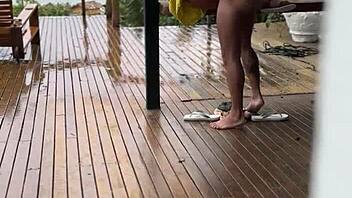 narrative shameless young wife records homemade fucking on the porch with her partner