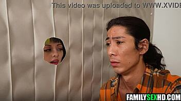 In a casual twist, the step sister gets fucked through the gloryhole wall on kitty cam.