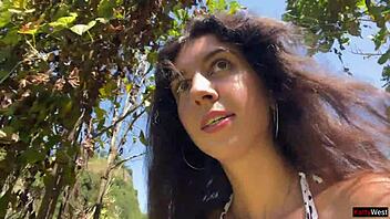 Hot Brunette Babe Gets Cum Covered Face On Public Beach Cumwalk!