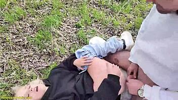 Teasing Wild Public Encounter with Cute Blonde Girlfriend's Tight Pussy