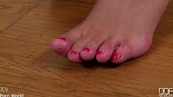 Blonde in Heels and Jeans Reveals Shaved Pussy Delight