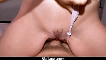 stepsister wants to practice riding on a huge dick without getting caught