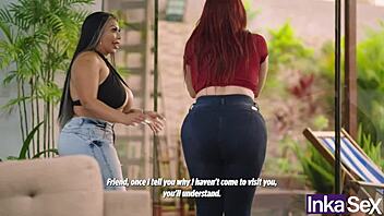 Shy guy gets fucked by stepmom and her big-titted MILF friend from Brazil