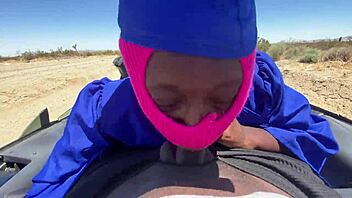 hey, that class hoe just graduated and she's celebrating with some wild outdoor action