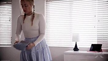 Blonde Beauty Sucks Cock and Gets Intense Fucking with Creampie!