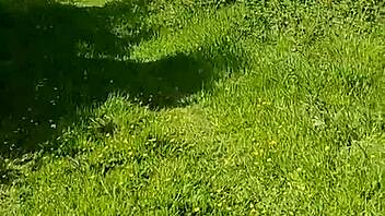 hey, check out this naughty housewife strolling naked through the gardens