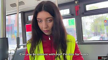 the bus conductor discovered cheating passengers in the garage and delivered a rough public punishment with close-up action.