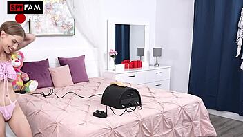 Horny Brunette Trades Sybian Ride For Blowjob And Doggystyle Fucking With Big Cock