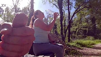 Exhibitionist seduces milf for public park fuck and facial cumshot. 😏💦