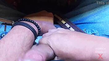 Muscular teacher flashes huge hard cock in classroom leading to explosive cumshot on desk