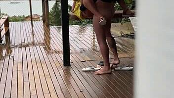 narrative shameless young wife records homemade fucking on the porch with her partner