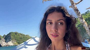 Hot Brunette Babe Gets Cum Covered Face On Public Beach Cumwalk!