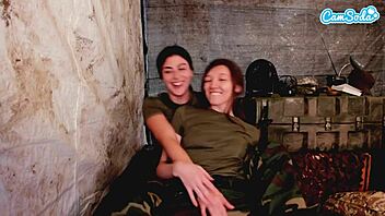 Two Amateur LESBIAN Soldiers KISSING FINGERING And PUSSY Playing In Quarters