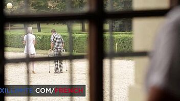 Sensual lesbian sex with 3 busty nurses, teasing lingerie and pussy licking?