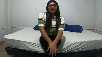 Oh god, this beautiful young Latina comes over for a hot casting facial cumshot 😍💦