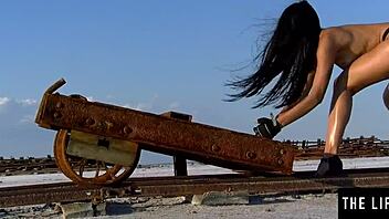 in the vast desert a perfect hispanic brunette explores her desires through intense solo masturbation fingering her wet pussy to orgasm