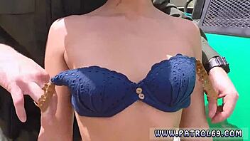 police and inmate, let's rip clothes for outdoor sex with this sneaky stripper brunette!