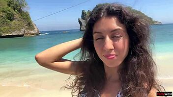 Hot Brunette Babe Gets Cum Covered Face On Public Beach Cumwalk!