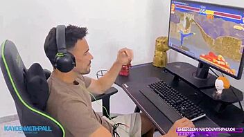 gamer boy's fantasy 3some with big ass latina and blonde becomes real 🔥