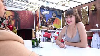 Raw pounding of French pornstar Luna Rival's hairy pussy in night club!