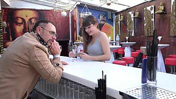 Raw pounding of French pornstar Luna Rival's hairy pussy in night club!