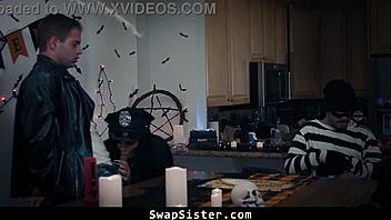 The freaky ouija board sparks a wild swap among friends leading to intense foursome fucking in doggystyle and cowgirl positions.